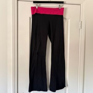 Victoria's Secret Black Fold Over Flare Legging with Pink and Gold Angel Wings